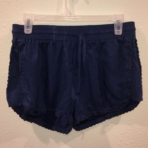 Navy Lace Hem Shorts